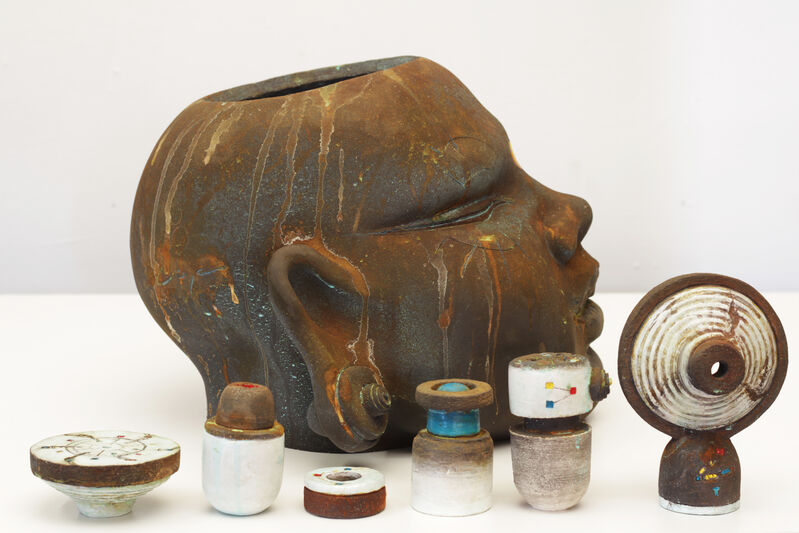 Mono Cieza, ‘El Juego de la Mecánica del Alma – Lucy y Xul’, 2020, Sculpture, Polychrome Oxid on Ceramics, Fousion Gallery