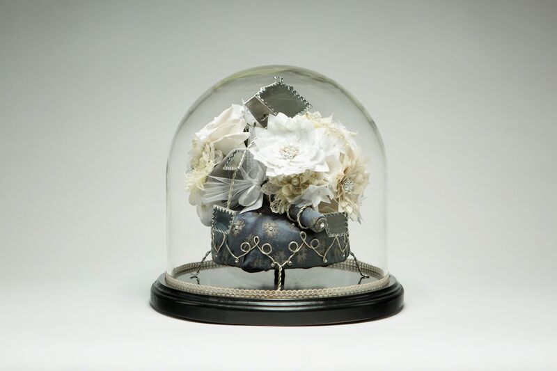 Carlton Scott Sturgill, ‘Globe de Mariée - Double Bouquet’, 2017, Sculpture, Vintage glass dome, wedding dresses and fabric, silver wire, mirrors, ribbon, floral tape, crystals and pearls, Jonathan Ferrara Gallery