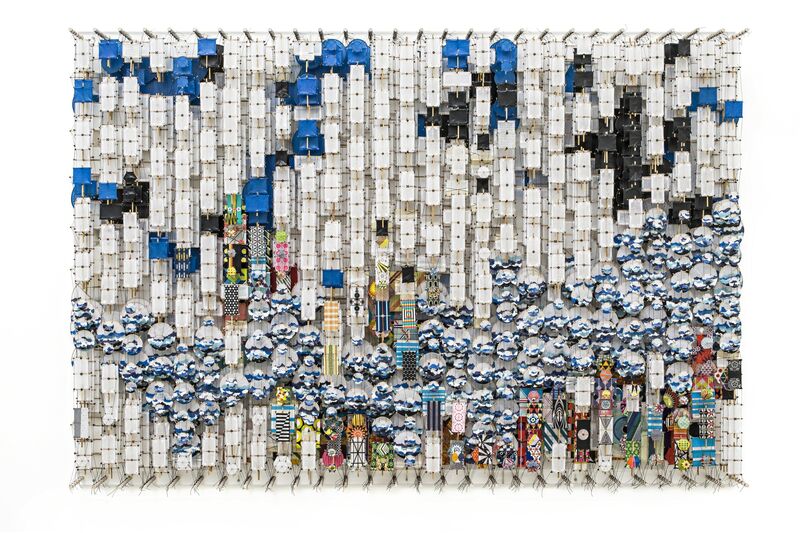Jacob Hashimoto, ‘On the Material Aspect of Dislocation, Magic and Possibility itself’, 2019, Painting, Wood, acrylic, bamboo, paper and dacron, MAKASIINI CONTEMPORARY