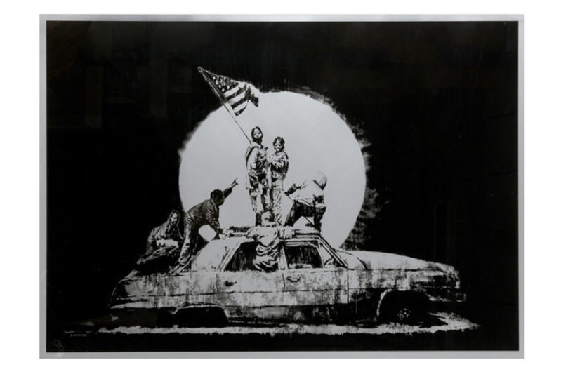Banksy, ‘Flag (Silver)’, 2006, Print, Offset lithograph in black on silver metallic paper, MoonStar Fine Arts Advisors