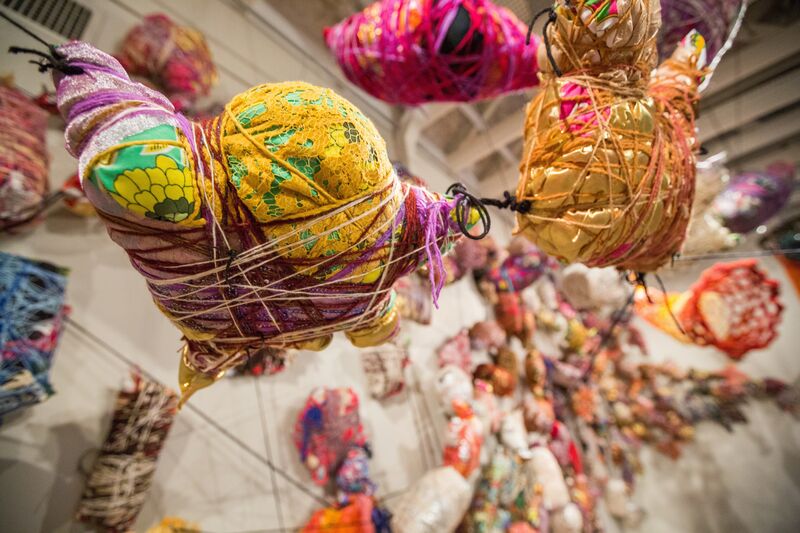 The GedAze Project, ‘Passage’, 2018, Installation, Yarn, repurposed fabric, found, personal and fabricated objects, Singapore Art Museum (SAM)