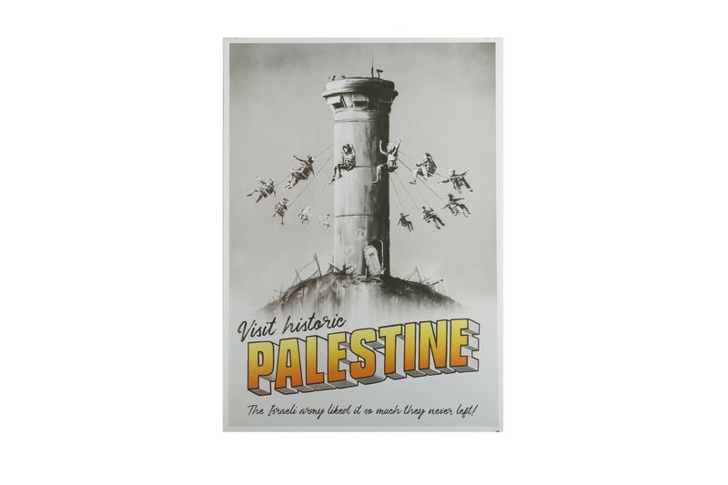 Banksy, ‘Walled Off Hotel Welcome to Palestine’, Ephemera or Merchandise, Poster with embossed hotel stamp and pink stamp on the back, Chiswick Auctions