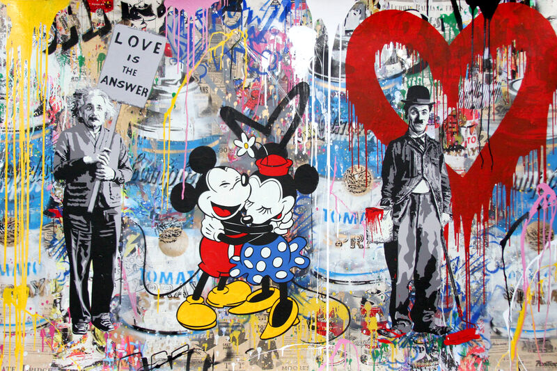 Mr. Brainwash, ‘Mickey & Minnie’, 2018, Drawing, Collage or other Work on Paper, Silkscreen and Mixed Media on Paper, Maddox Gallery