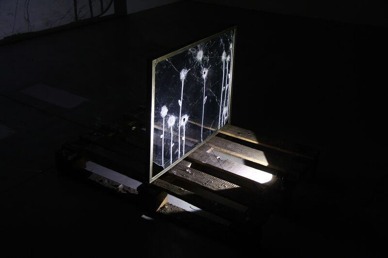 Sergey Rozhin, ‘Dandelions’, 2014, Sculpture, Palette, glass, white marker, MONEV Contemporary