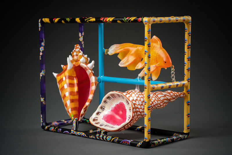 Ginny Ruffner, ‘Neptune’s Bento Box’, 2020, Sculpture, Lampworked glass and mixed media, HABATAT