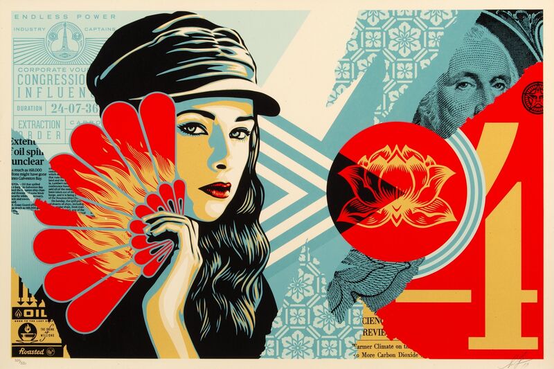 Shepard Fairey, ‘Fan the Flames’, 2019, Print, Screenprint in colors on speckled cream paper, Heritage Auctions