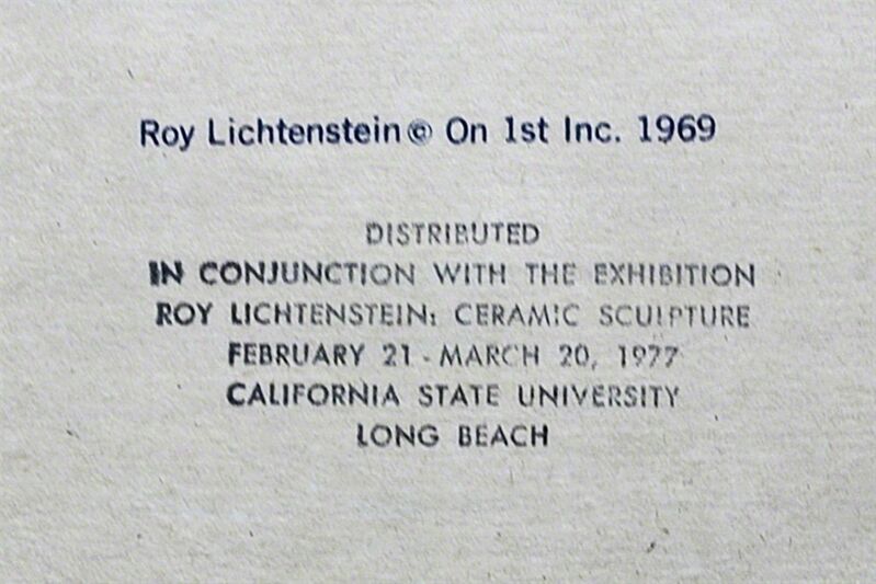 Roy Lichtenstein, ‘Screenprinted Paper Plate, 1969’, 1977, Design/Decorative Art, Silkscreen on Paper Plate. Rare Exhibition Stap verso, Alpha 137 Gallery Gallery Auction