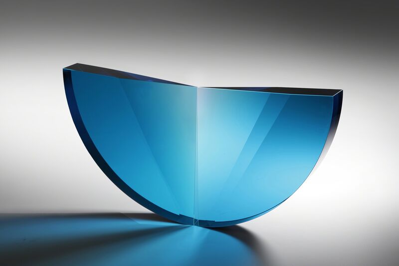 Tomáš Brzon, ‘'Turquoise Tapered Semicircle' Cast, Cut and Polished Glass Sculpture’, 2019, Sculpture, Glass, Ai Bo Gallery