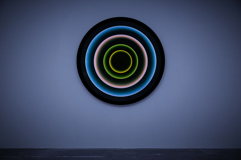 Max Patté, ‘Circle Line’, 2019, Installation, Automotive paints, Resene residential paints, clear cast acrylic, epoxy resin, clear coat ,custom board, 2 way glass, mirror, LEDs, 24v power supply, electrical cable., HOFA Gallery (House of Fine Art)