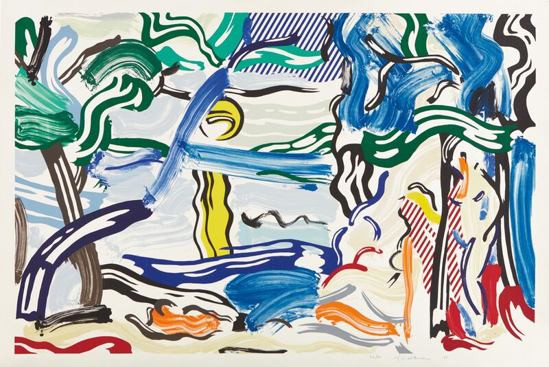 Roy Lichtenstein, ‘Moonscape, from Landscape Series’, 1985, Print, Lithograph, woodcut and screenprint in colors, on Arches 88 paper, with full margins, Phillips