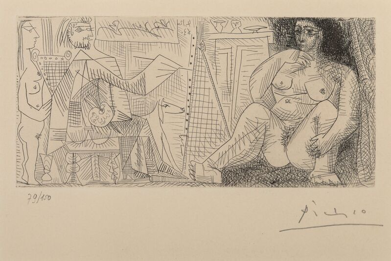 Pablo Picasso, ‘Le peintre et son modèle, from Dans l'Atelier’, 1963, Print, Etching on cream Richard de Bas paper, Heritage Auctions