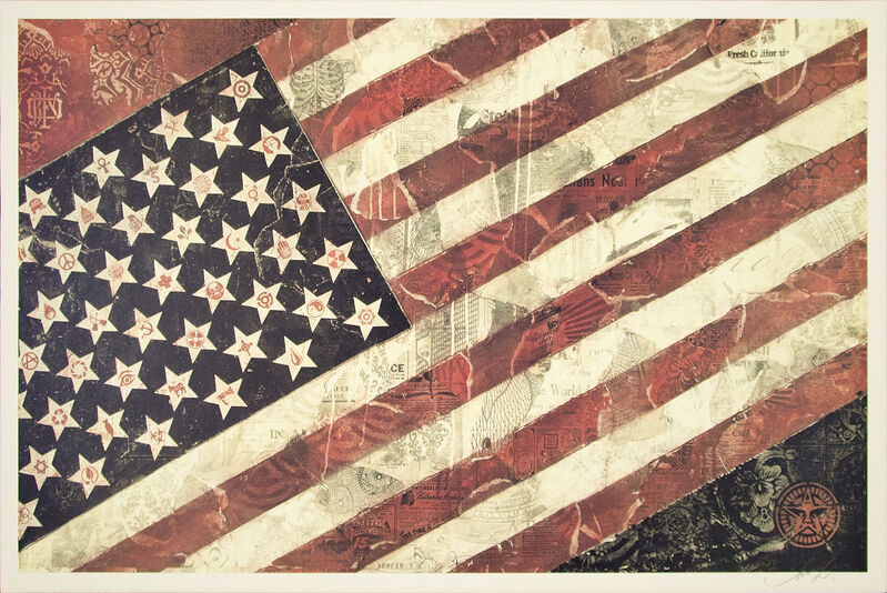 Shepard Fairey, ‘Flag 1 (Offset)’, 2011, Print, Offset lithograph on paper, Heather James Fine Art Gallery Auction