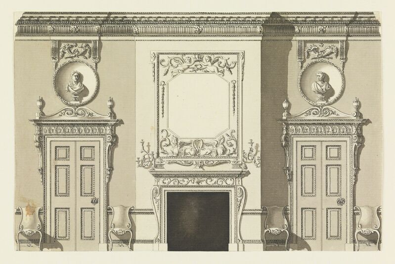 Frederick Crace, ‘Wall Elevation’, 1815-1822, Drawing, Collage or other Work on Paper, Pen and black ink, gray and black watercolors on laid paper., Cooper Hewitt, Smithsonian Design Museum 