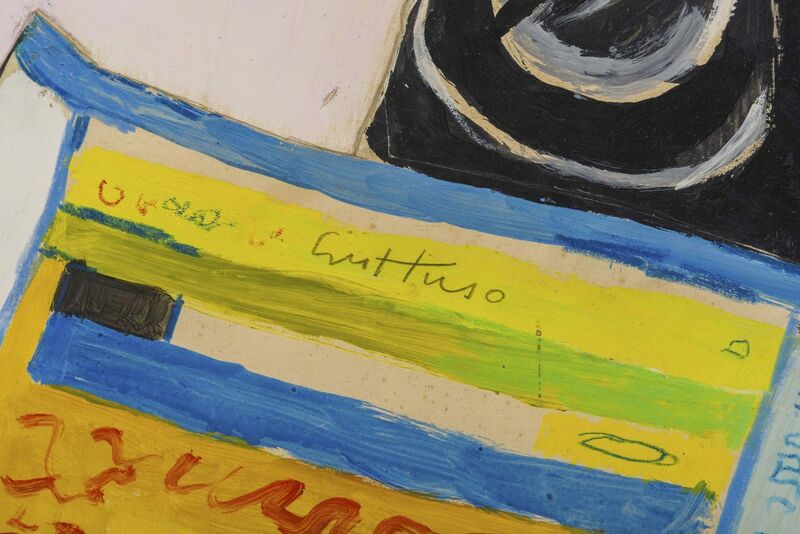 Renato Guttuso, ‘Natura morta con telefono e oggetti su un tavolo’, 1967, Painting, Oil and collage on panel, ArtRite