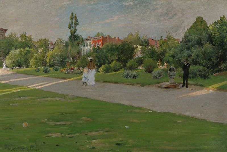 William Merritt Chase, ‘Park in Brooklyn’, ca. 1887, Painting, Oil on panel, Parrish Art Museum