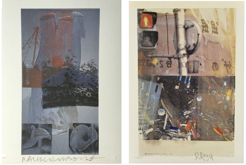 Robert Rauschenberg, ‘2-PIECE SET- "Bulkhead" & "Tanya's Veil", 1993/94, SIGNED Editions, WFUNA, w/ United Nations COA ’, 1992, Print, Lithograph on Coventry Rag Paper, VINCE fine arts/ephemera
