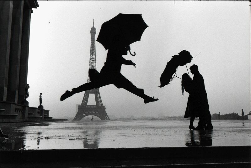 Elliott Erwitt, ‘Paris, France (umbrella jump)’, 1989, Photography, Silver Gelatin Photograph, Holden Luntz Gallery