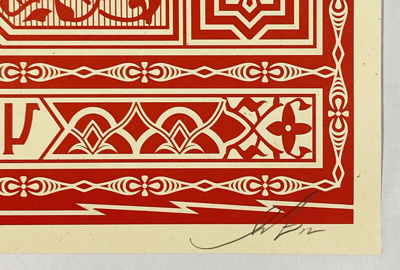 Shepard Fairey, ‘'Peace & Justice Ornament' (red)’, 2012, Print, Screen print on cream, Speckletone fine art paper., Signari Gallery