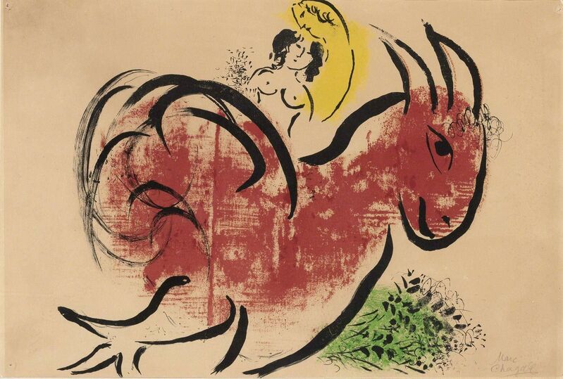 Marc Chagall, ‘LE COQ ROUGE (MOURLOT 60)’, 1952, Print, Color lithograph on wove paper, Doyle