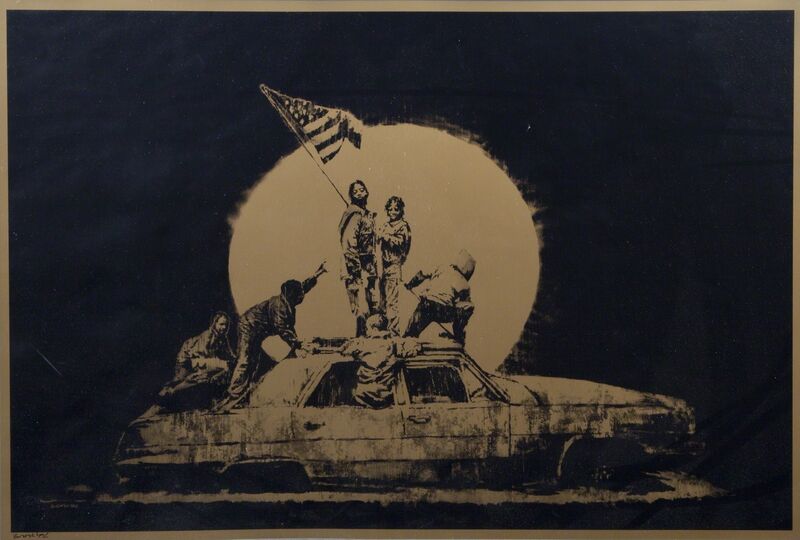 Banksy, ‘Gold Flag’, Print, Screenprint on gold metallic paper, Julien's Auctions