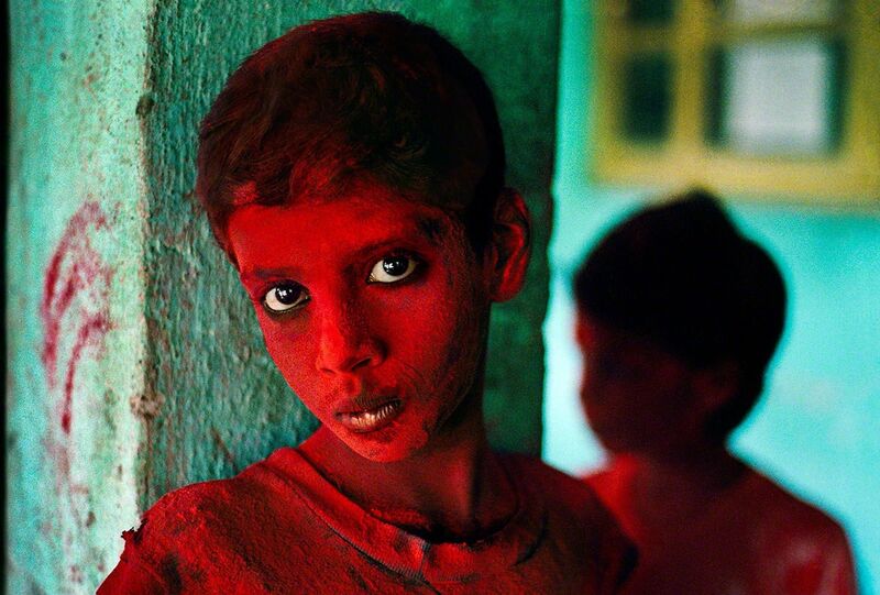 Steve McCurry, ‘Boy covered in red powder participates in the festival of Ganesh Chaturthi, Bombay/Mumbai, India’, 1996, Photography, Ultrachrome print, Sundaram Tagore Gallery