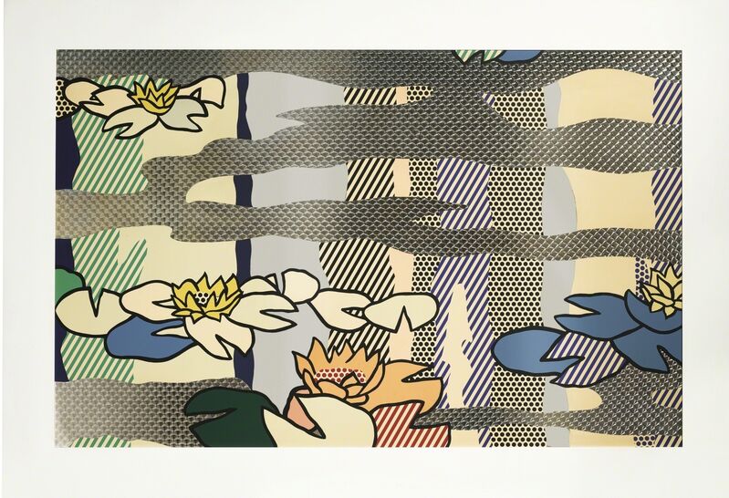 Roy Lichtenstein, ‘Water Lily Pond with Reflections’, 1992, Painting, Screenprinted enamel on processed and swirled stainless steel, in painted artist's frame, Sotheby's