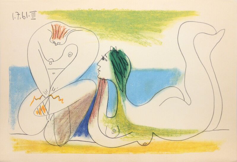 Pablo Picasso, ‘Le Déjeuner sur l'herbe. (The Luncheon on the Grass.)’, 1962, Print, Crayon on transfer paper transferred to stone on Velin d’ Arches paper, Peter Harrington Gallery
