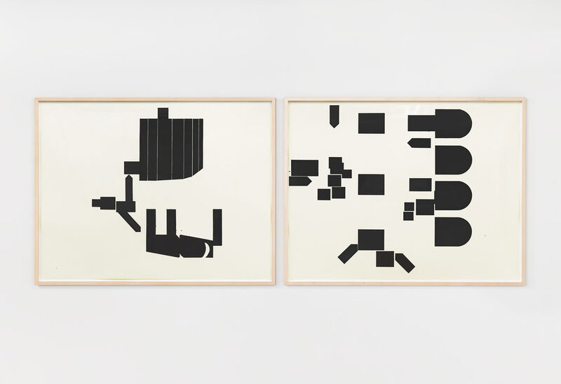 Barry Le Va, ‘9g Wagner Plan Views; Wall and Floor Installation (ICA Variations)’, 2004, Drawing, Collage or other Work on Paper, Burnt umber oil pigment on paper in 2 parts, David Nolan Gallery