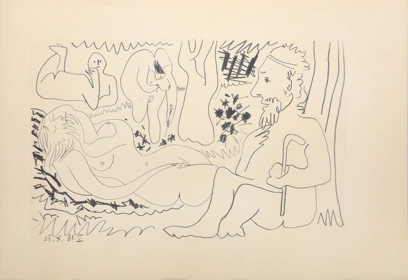 Pablo Picasso, ‘Le Déjeuner sur l'herbe. (The Luncheon on the Grass.)’, 1962, Print, Crayon on transfer paper transferred to stone on Velin d’ Arches paper, Peter Harrington Gallery