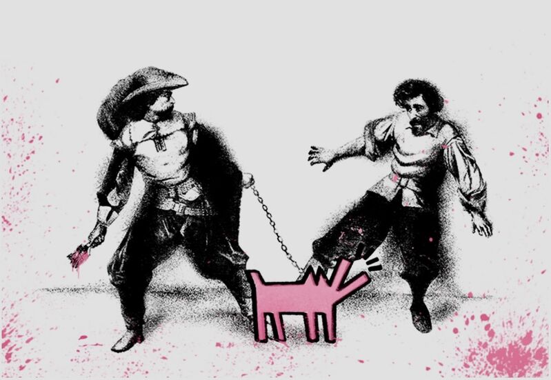 Mr. Brainwash, ‘Watch Out! (Pink)’, 2019, Mixed Media, One-color screenprint hand-finished with spray painted stencil on archival art paper, Artsy x Capsule Auctions