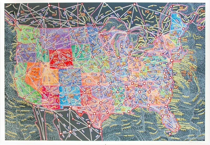 Paula Scher, ‘USA Distances’, 2019, Print, Screenprint, Jim Kempner Fine Art