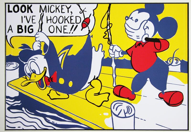 Roy Lichtenstein, ‘Look Mickey!’, 1987, Print, Glossy color offset lithograph for Art Basel, Mounted and Unframed, EHC Fine Art Gallery Auction