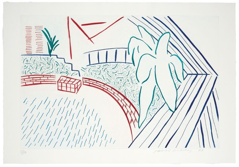 David Hockney, ‘My Pool and Terrace’, 1983, Print, Color etching and aquatint on paper, Los Angeles Modern Auctions (LAMA)