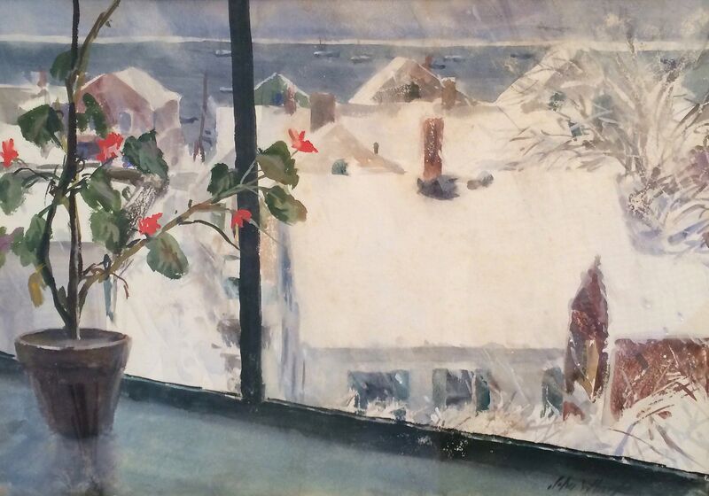 John Whorf, ‘Winter from my Studio - Provincetown’, ca. 1945, Drawing, Collage or other Work on Paper, Watercolor on paper, Caldwell Gallery Hudson