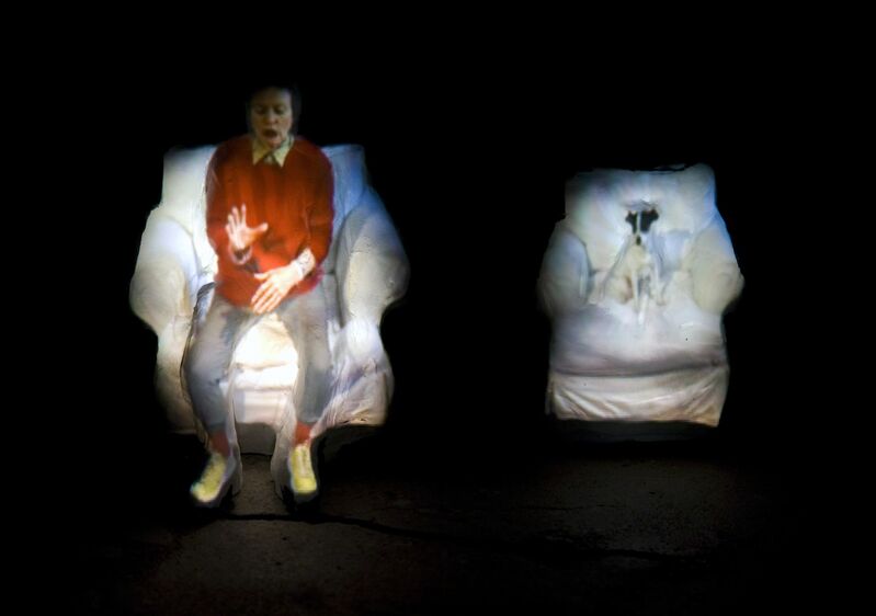 Laurie Anderson, ‘From the Air’, 2008, Video/Film/Animation, 2 clay sculptures with video projected on their surface, Max Estrella
