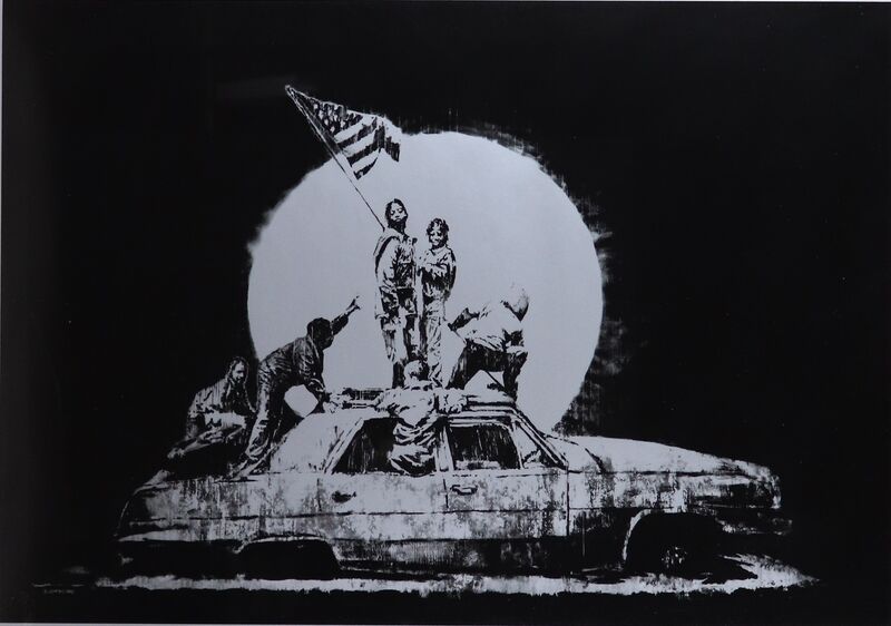 Banksy, ‘Flag(Silver)’, 2006, Print, Screenprint, SEIZAN Gallery