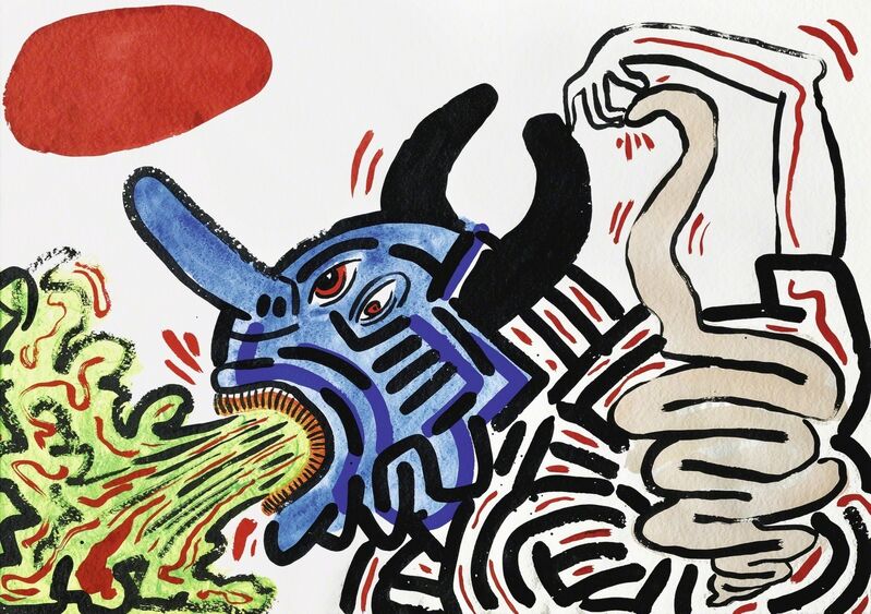 Keith Haring, ‘#10’, 1987, Drawing, Collage or other Work on Paper, Watercolor and acrylic on paper, Sotheby's