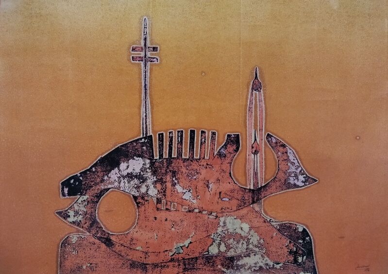 Josep Massanas Penalba, ‘Superposición de las cabezas de dos homúnculos (Superposition of the heads of two homunculi)’, 1976, Drawing, Collage or other Work on Paper, Mixed media on paper, promoart21