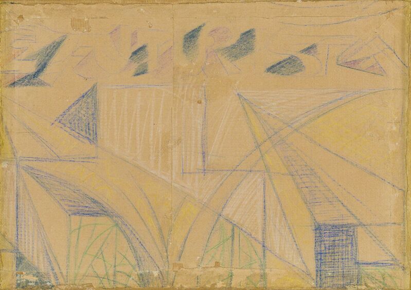 Giacomo Balla, ‘Disegno per manifesto’, 1923, Drawing, Collage or other Work on Paper, Colour pencils on paper laid down on canvas, ArtRite