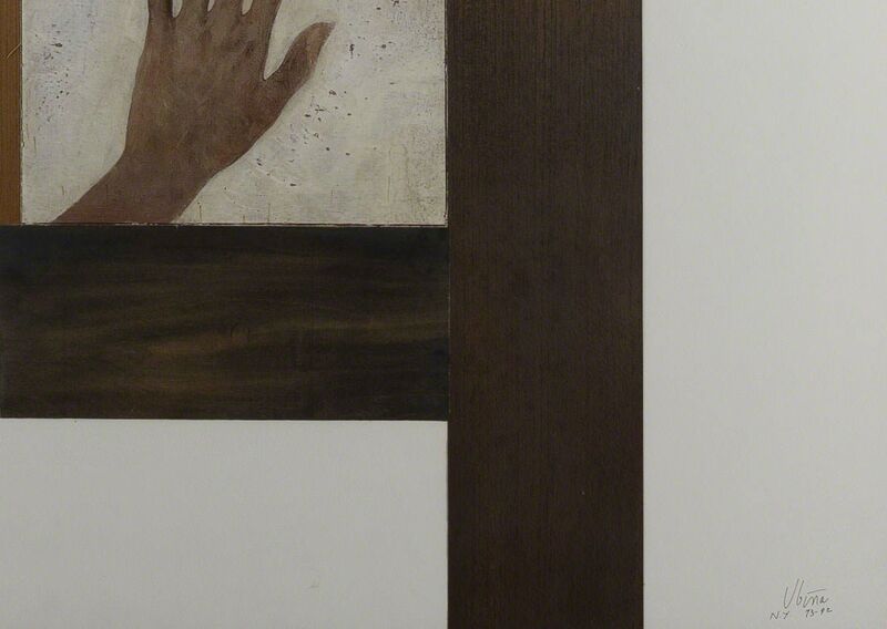 Senen Ubi–a, ‘Untitled (Two Hands)’, Mixed Media, Mixed media paint on canvas and wood veneer, Capsule Gallery Auction