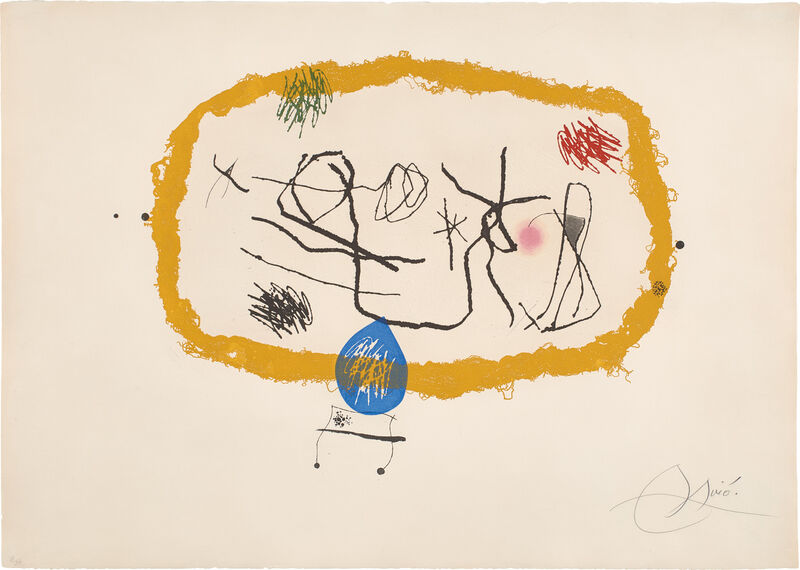 Joan Miró, ‘Personatges solars (Solar Characters) (D. 648)’, 1974, Print, Etching and aquatint in colors with embossing, on Arches paper, with full margins., Phillips