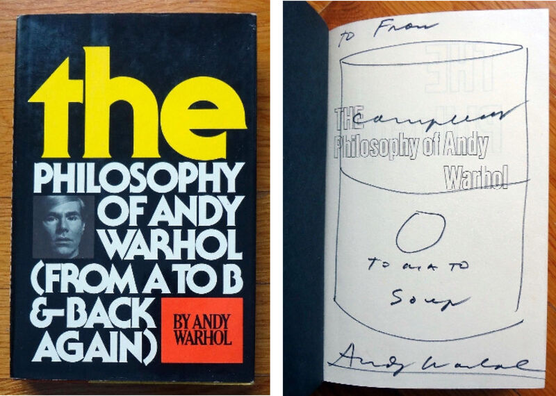 Andy Warhol, ‘"Campbell's Soup Can", 1975, Drawing/Signed Book, "The Philosophy of Andy Warhol"’, 1975, Ephemera or Merchandise, Ink on Paper, VINCE fine arts/ephemera