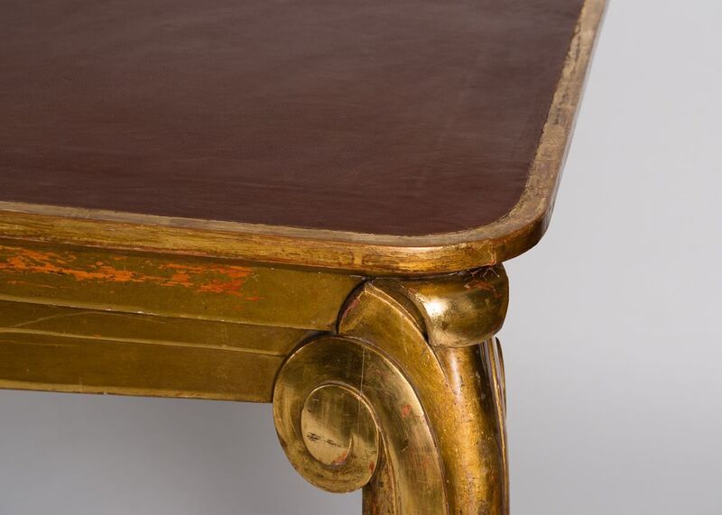 Louis Süe and André Mare, ‘Rare Console Table’, ca. France-1920s, Design/Decorative Art, Carved and gilt-wood, leather top, Maison Gerard