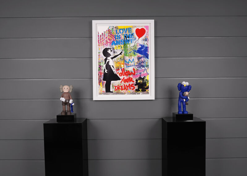 Mr. Brainwash, ‘'Balloon Girl, Love Is The Answer' (Unique Painting)’, 2021, Painting, Acrylic, Stencil, Mixed Media Painting on Paper, Arton Contemporary