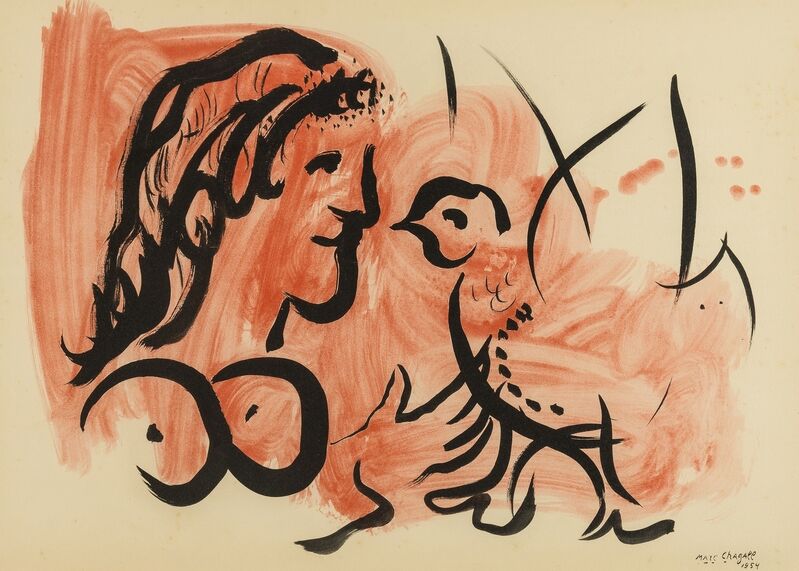 Marc Chagall, ‘Femme a l'oiseau’, 1959, Print, Lithograph with pochoir printed in colours, Forum Auctions