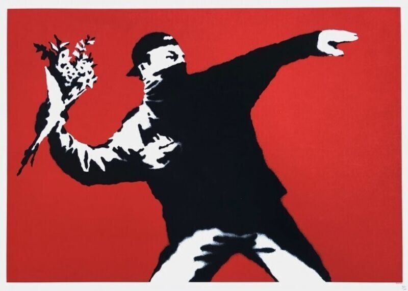 Banksy, ‘Love is in The Air Litta (Flower Thrower)’, 2004, Print, Screen Print on Paper, 727Gallery