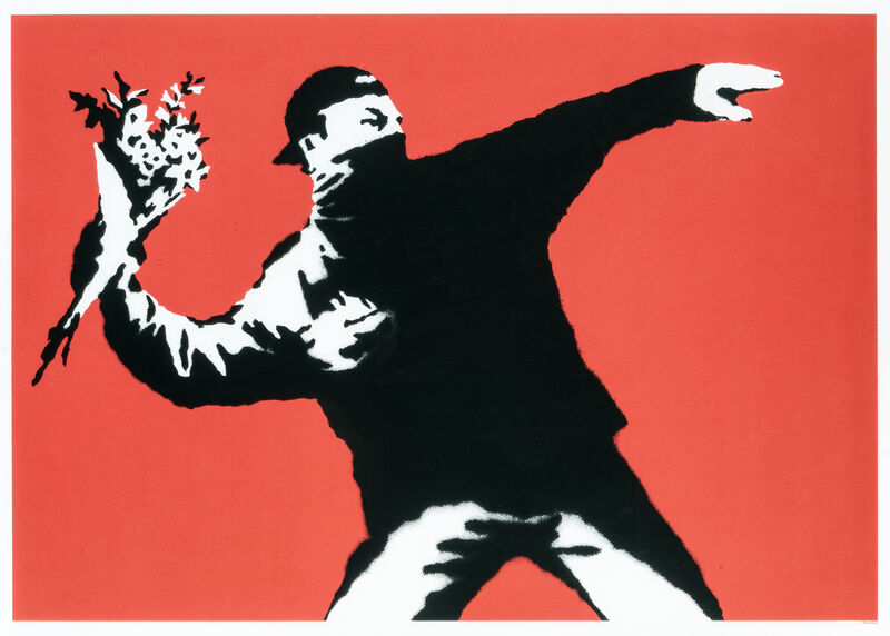 Banksy, ‘Love Is In The Air’, 2003, Print, Screen print in colours on wove paper, Tate Ward Auctions