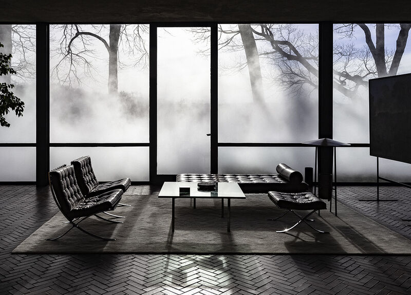 Richard Barnes, ‘Interior View with Mies, Glass House’, 2014, Photography, Archival inkjet print mounted to archival substrate, framed in black with UltraVue70, Bau-Xi Gallery