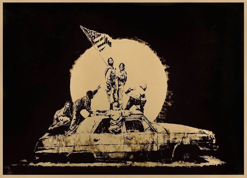 Banksy, ‘Gold Flag’, 2008, Print, Screen print on gold Chromalux paper, Tate Ward Auctions
