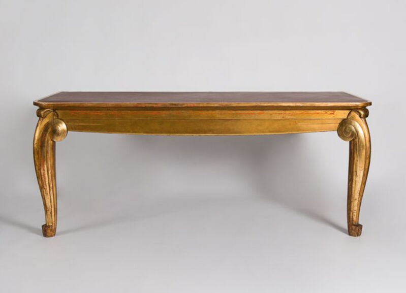 Louis Süe and André Mare, ‘Rare Console Table’, ca. France-1920s, Design/Decorative Art, Carved and gilt-wood, leather top, Maison Gerard